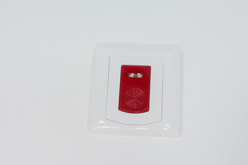 Security and fire sensors and alarm equipment on white background. components for...