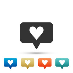 Like and heart icon isolated on white background. Counter Notification Icon. Follower Insta. Set elements in colored icons. Flat design. Vector Illustration