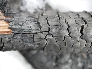 Polonne / Ukraine - 6 December 2018: Natural black charcoal surface from tree. Details on the surface of coal