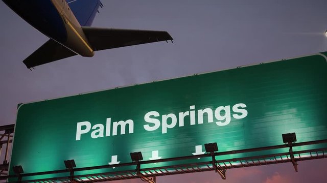 Airplane Take off Palm Springs during a wonderful sunrise