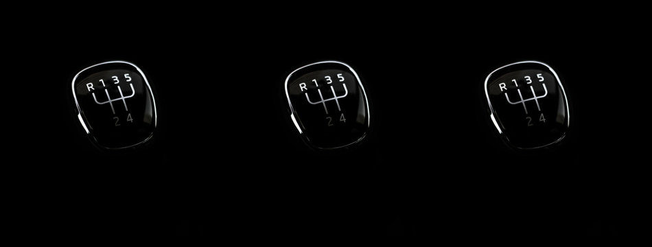Manual transmission on a black background, the concept of speed or repair machines