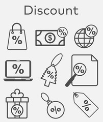 Outline discount icon set.Vector illustration sale shopping