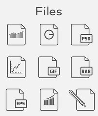 Outline files icon set.Vector illustration