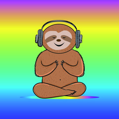 cute sloth playing music relaxed with headphones apparel
