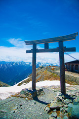 Oyama Shrine in Tateyama mountains, Japan. Oyama Shrine is the highest located shrine in Japan.