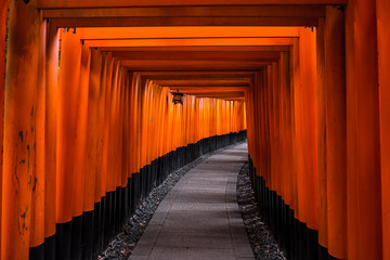 A tunnel of torii gates at Fushimi Inari Shrine,An important Shinto shrine in southern Kyoto, Japan