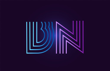 blue pink bn b n gradient alphabet letter combination logo icon design - obrazy, fototapety, plakaty
