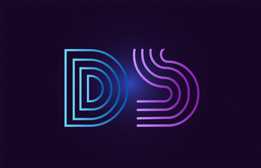 Fototapeta premium blue pink ds d s gradient alphabet letter combination logo icon design