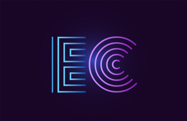 blue pink ec e c gradient alphabet letter combination logo icon design - obrazy, fototapety, plakaty