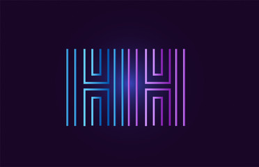 blue pink hh h h gradient alphabet letter combination logo icon design