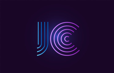 blue pink jc j c gradient alphabet letter combination logo icon design