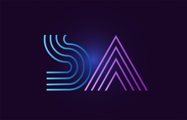 blue pink sa s a gradient alphabet letter combination logo icon design