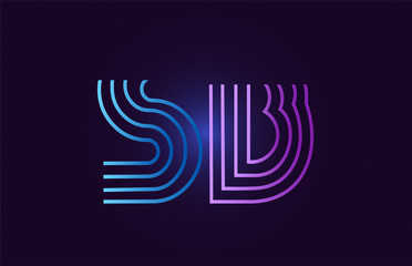 blue pink sb s b gradient alphabet letter combination logo icon design