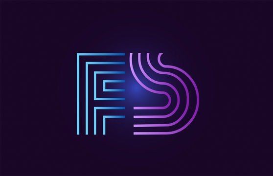 blue pink fs f s gradient alphabet letter combination logo icon design