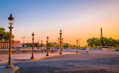 Gordijnen Sunset view of Place de la Concorde in Paris, France © Olena Zn