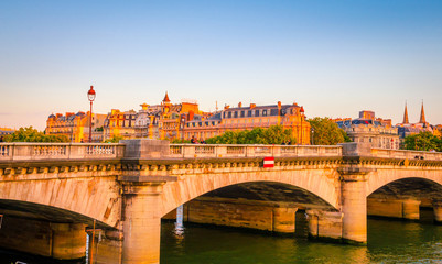 Pont de la Concorde and Seine river at sunset, Paris, France