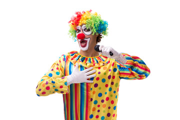 Funny clown isolated on white background