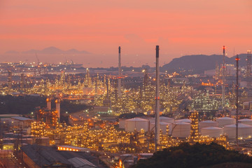 Fototapeta na wymiar Industrial area with Oil refinery,Oil refinery at twilight,Oil refinery with sunset
