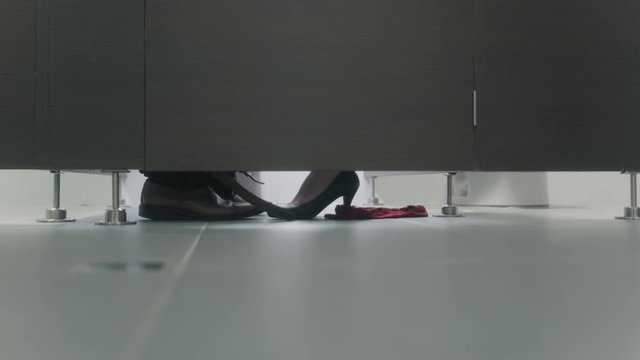 Business Man And Woman Having Casual Sex In Office Bathroom