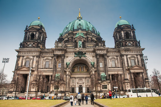 Supreme Parish and Collegiate Church or also called Berlin Cathedral on a cold end of winter day 