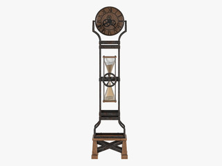 Grandfather Clock on a white background 3d rendering