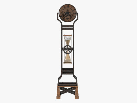 Grandfather Clock On A White Background 3d Rendering