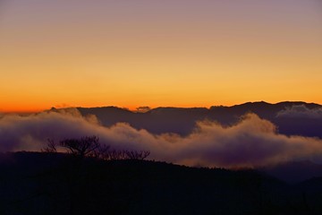大台ケ原山で見た幻想的な夕暮れ情景