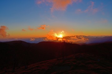 大台ヶ原山でみた日没情景
