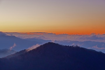 大台ケ原山で見た幻想的な夕暮れ情景