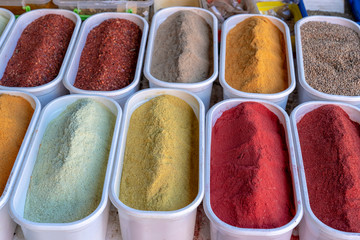 Various spices on farmer market in Georgia