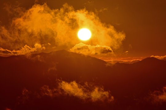 大台ケ原山で見た夕日