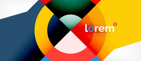Geometric colorful shapes composition abstract background. Minimal dynamic design