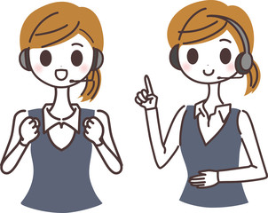 オペレーター　女性 イラストのセット