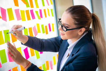 Beautiful female employee with many conflicting priorities 