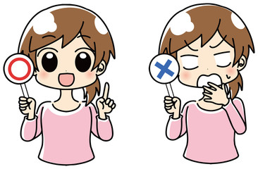 女性　マルバツ　女性イラストセット　