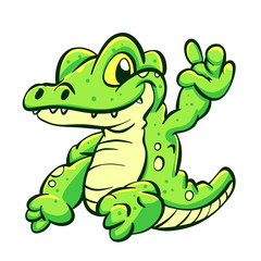 Baby alligator cartoon hello