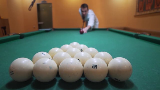 Russian Billiards game. Hit the balls.