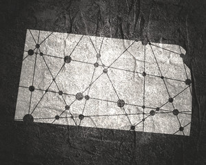 Image relative to USA travel. Kansas state map textured by lines and dots pattern