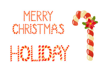 watercolor christmas lettering, candy words