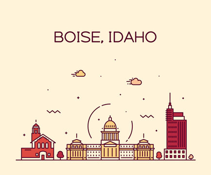 Boise Idaho Skyline USA Vector Linear Style City