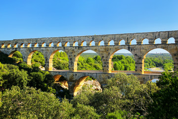 Fototapeta na wymiar Aqueduct Pont du Gard in southern France