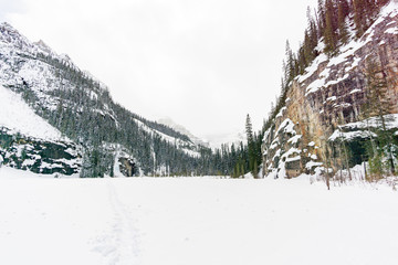 Snowy Alpine Lake Mountain View