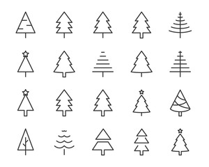 set of christmas tree icons