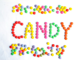 colorful chocolate coated candy backgrounds above