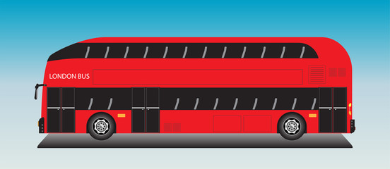 London Bus Vector on blue sky