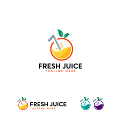 Fresh Juice logo designs template, Orange juice logo template