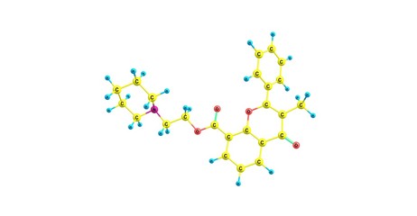 Fototapeta na wymiar Flavoxate molecular structure isolated on white