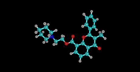 Flavoxate molecular structure isolated on black
