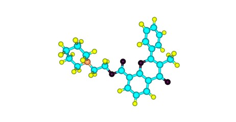 Flavoxate molecular structure isolated on white