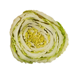 Obraz premium Chinese cabbage cut isolated on white background. Vegetarian healthy food.